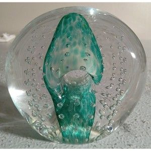 Vintage Glass Sphere Controlled Bubble Design Ring Paperweight 4 Inch